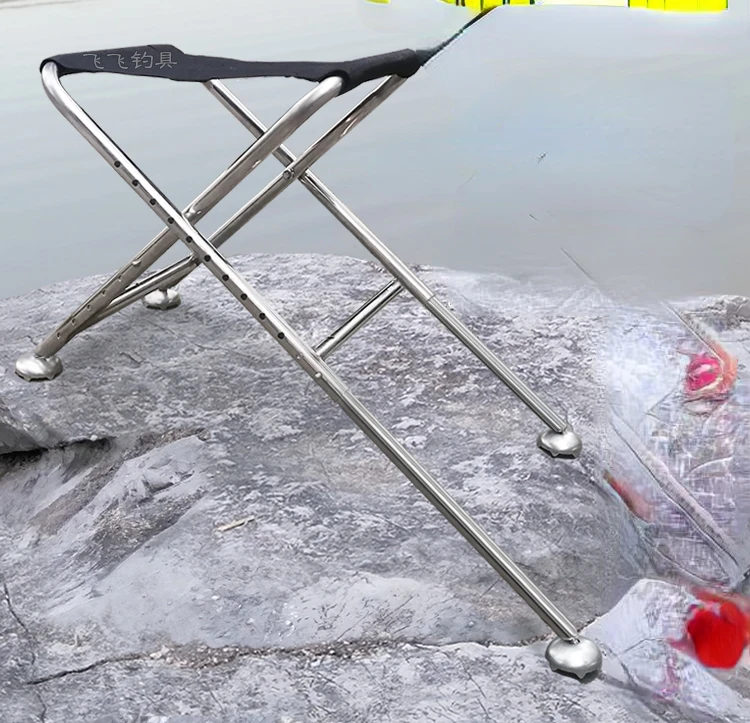 

New stainless steel folding portable fishing chair, multifunctional fishing seat, wild fishing pony, mini lifting stool