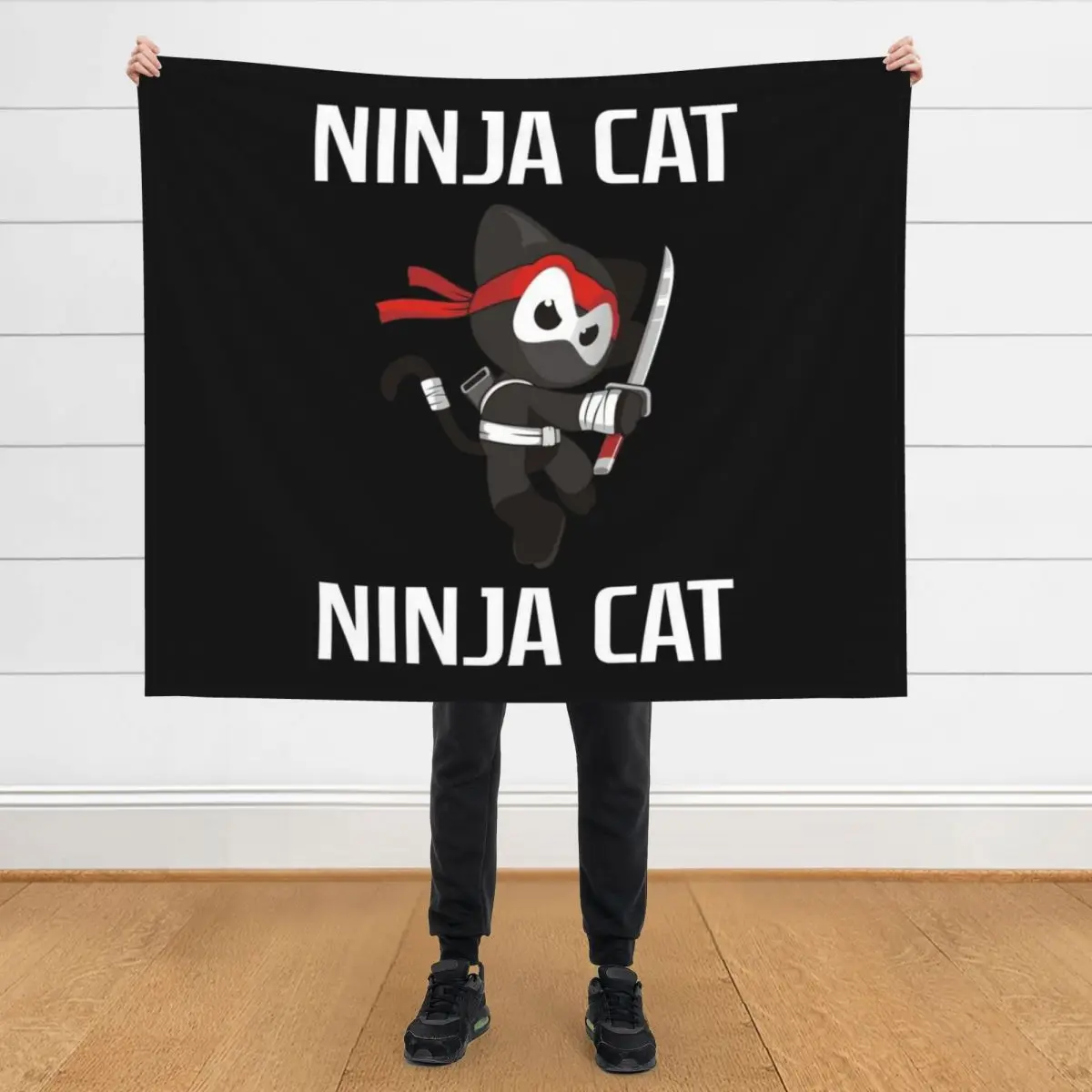 

ninja cat Throw Blanket Moving Furry Retros Blankets
