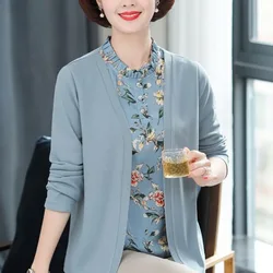 Women's 2023 New Spring and Autumn Solid Pullover Folds Round Neck Button Long Sleeve Printing Plus Size Folk Two Piece Set Tops