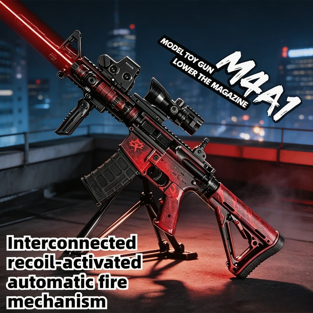 M4A1 Electric Soft Bullet Blaster Toy Model Continuous Shooting Foam Dart Play Toy Outdoor Shooting Game Ideal Birthday Gift