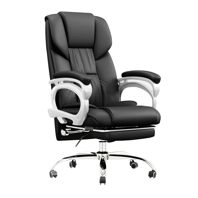 Boss Office Chair Organizer Recliner Comfort Footrest Modern Roller Leather Office Chair Swivel Metal Frame Legs Silla Furniture