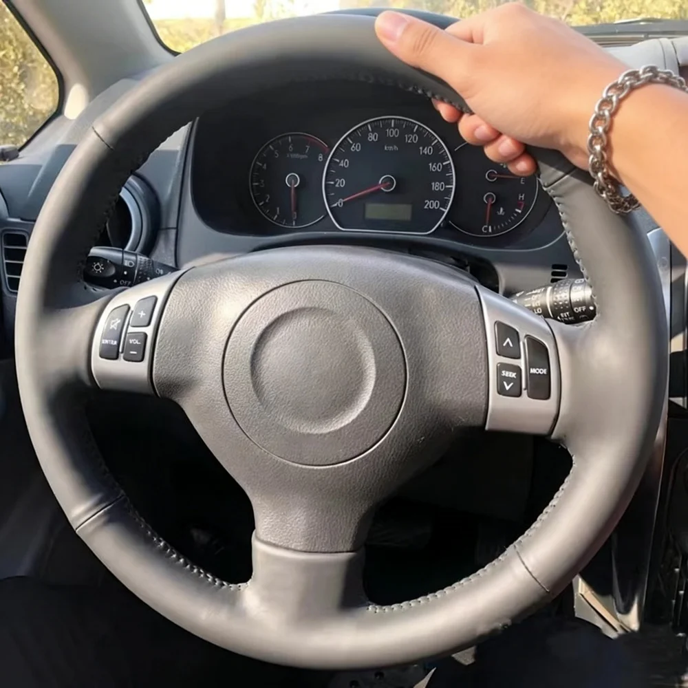 Auto-Innenzubehör Handgenähter Verschleißfester Mikrofaser-Leder-Lenkradbezug für Suzuki Swift Sport Splash