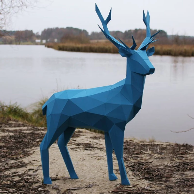 60cm Deer 3D Paper Model Geometric Paper Craft Home Room Decoration Living Room Art Ornament Handmade Low Poly Origami DIY Gifts