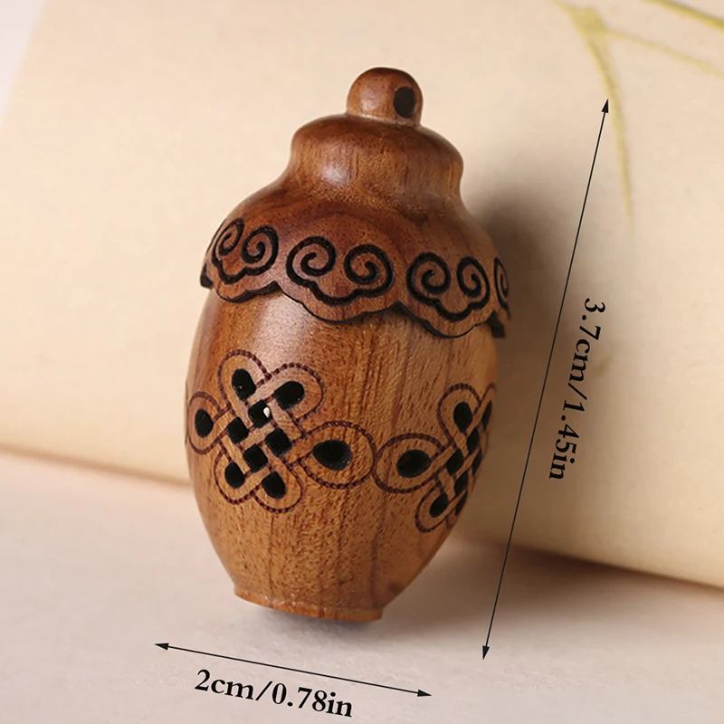 Natural Wood Perfume Bottle Incense Expanding Mini Sandalwood Portable Sealed Jar Pendant Pomander Container Medicine Pill Box