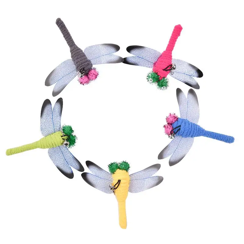 5Pcs Cat Toys Dragonfly Replacement Head Interactive Cat Teaser Stick Replacement Head Plush Cat Teaser Wand Pet Products