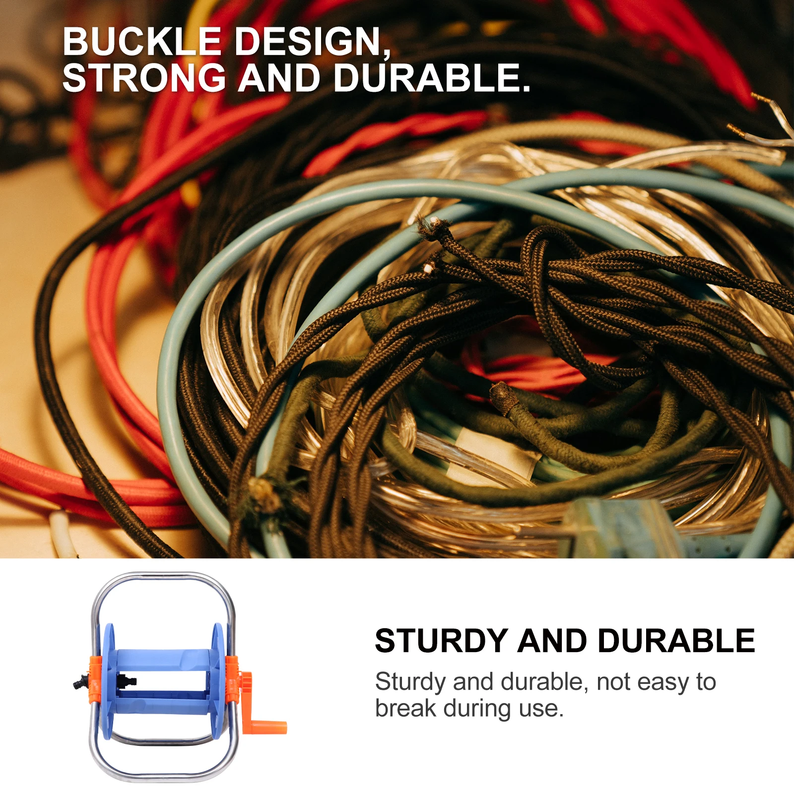 

Heavy Duty Garden Pipe Reel Stand Roller Cart Winding Storage Hanger Organizer Strong Durable Wire Water Pipe Holder Handle