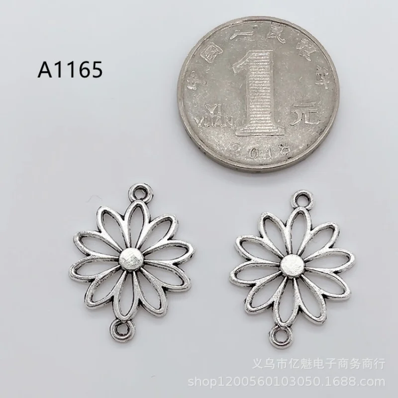 Factory Direct Sales100Pieces diy Hollow-out Double Hanging Flower Earrings Pendant Necklace Clothing Chrysanthemum Pendant