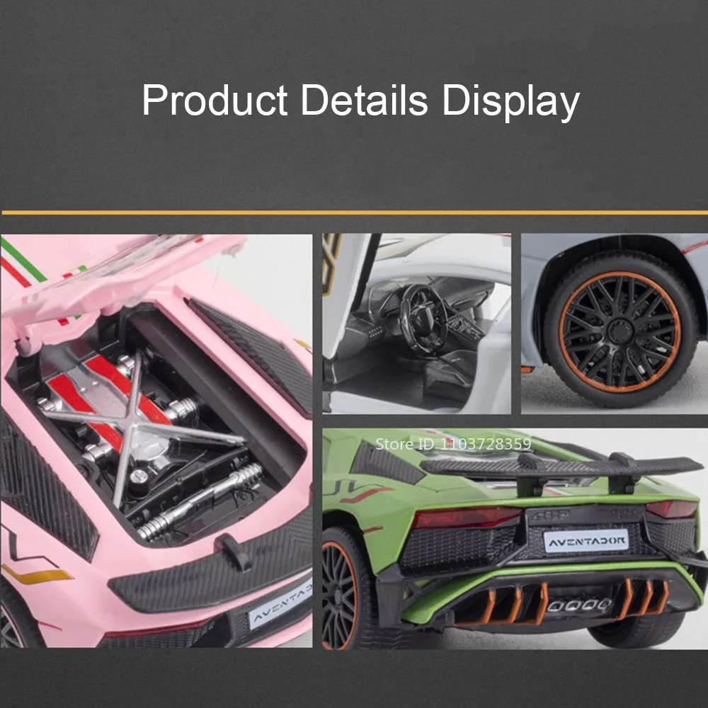 1:32 Scale LP780-4 SIAN Sports Car Toy Models Alloy Diecast Sound Light Doors Opened Pull Back Christmas Supercar Toys for Kids