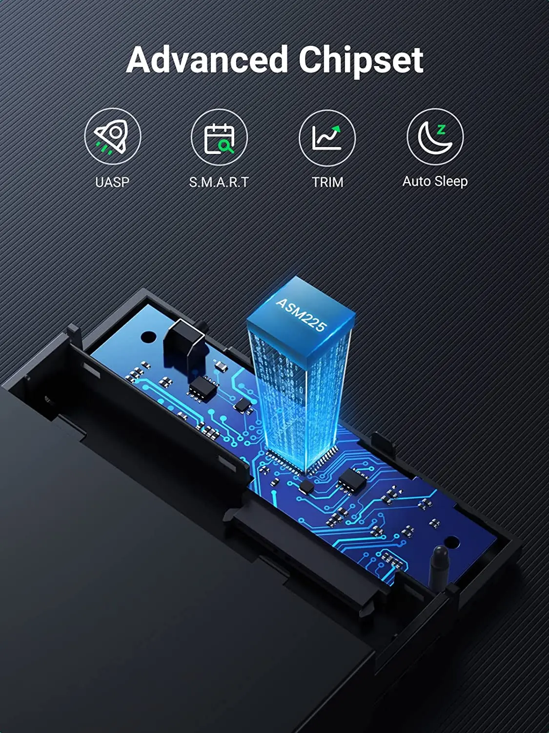 UGREEN外付けハードドライブエンクロージャー 3.5/2.5インチSATAドライブ用 工具不要 USB 3.0 - SATA SSD HDDエンクロージャー