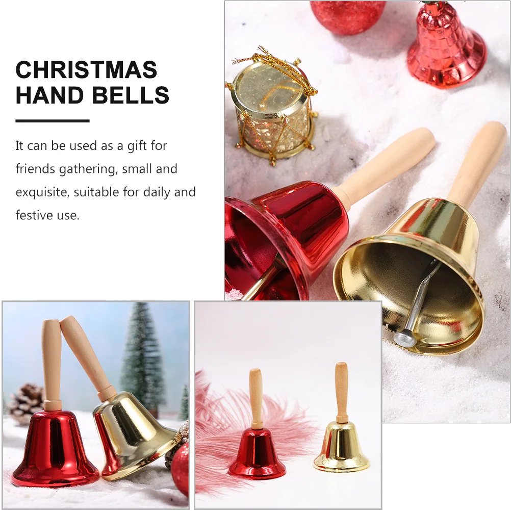 

2 Pcs Hand Bell Club Handheld Bells Wedding Ringing to Desk Sleigh Percussion Dinner for Call