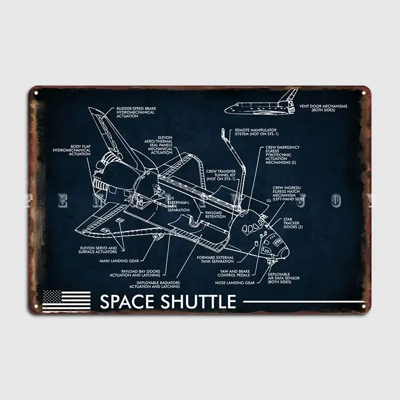 Space Shuttle Dark Metal Metal Sign Cinema Garage Bar Cave Designing Plates Tin Sign Poster