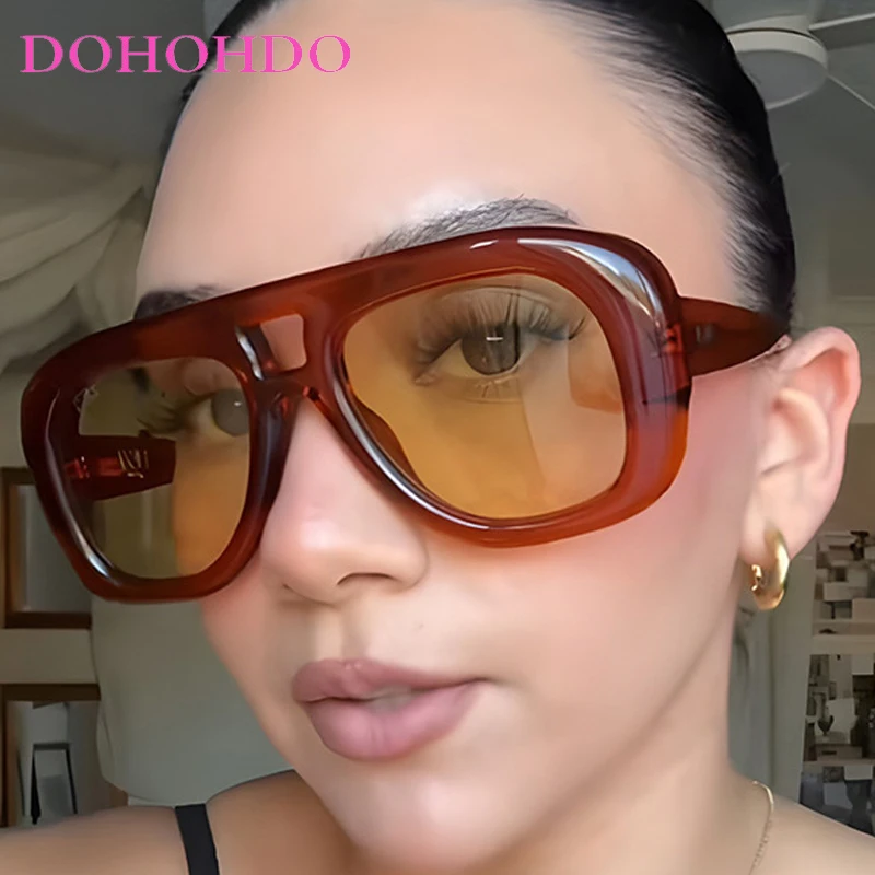 

Vintage Luxury Design Big Frame Pilot Sunglasses Women New Fashion Popular Thick Frame Men Eyewear Traveling Drive Shades UV400