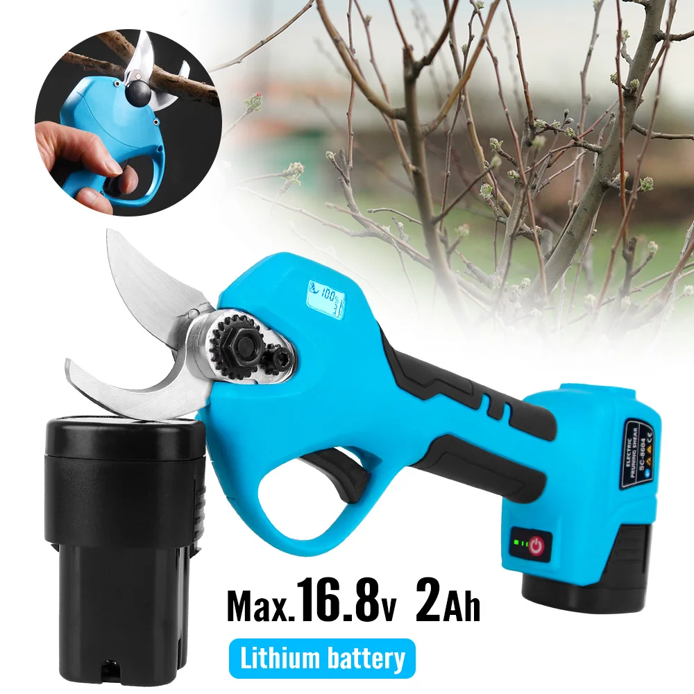 28mm 8604pro LED screen progressive anti shearing hand electric pruning cutter fruit tree pruning cutter lithium battery