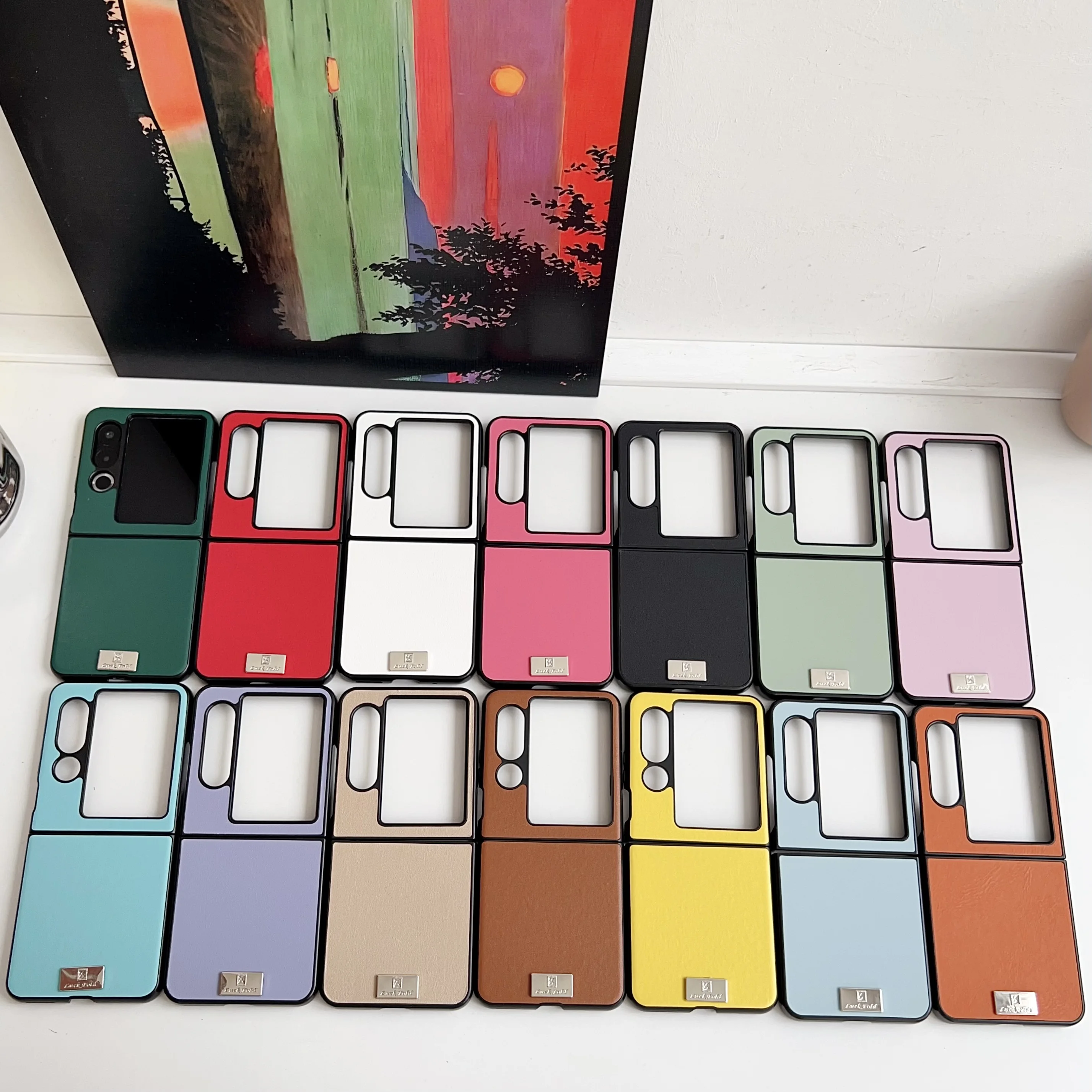 

Back Cover For ZTE Nubia Flip2 Case Morandi Color PU Leather Hard Pc Shockproof Phone Case