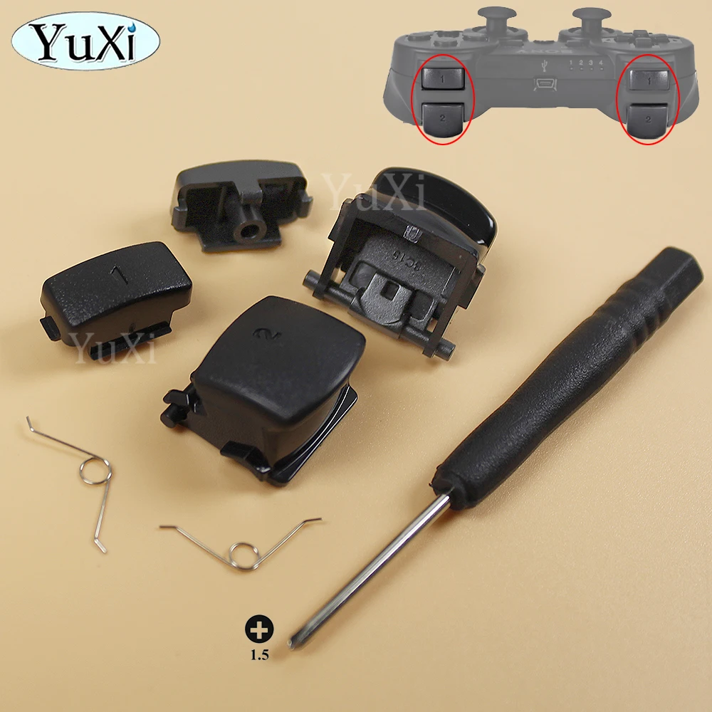 For PS3 Trigger Button With Springs Kit For PlayStation 3 Gamepad Controller Black L1 R1 L2 R2 Key Replacement Repair Parts