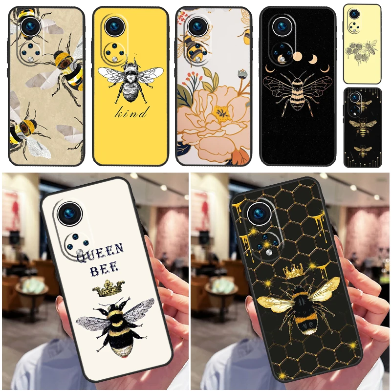 Bee Art Print cute cartoon floral Case For Huawei P30 P20 P40 Lite P50 Pro P Smart 2021 Nova 5T Honor X8 X9 50 70 80 Cover