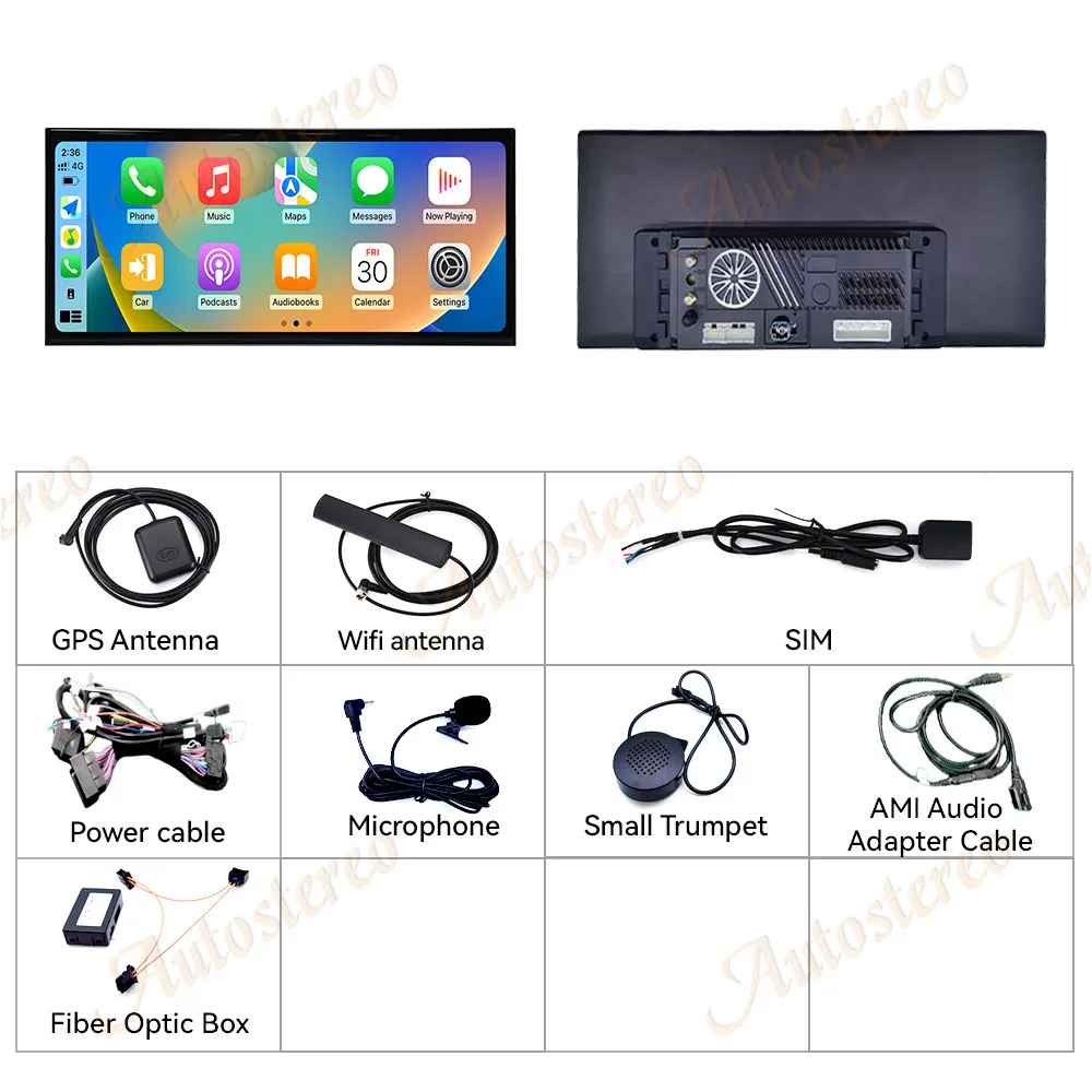 أندرويد 14 15.8 بوصة Carplay لأودي A4L A5 2017-2019 سيارة مشغل وسائط متعددة لتحديد المواقع والملاحة راديو السيارة شاشة رئيس وحدة السيارات #6