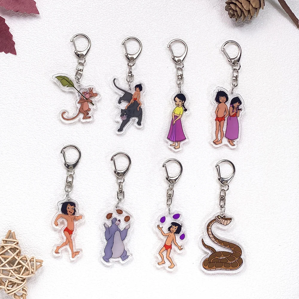 Llavero de acrílico con diseño de Mowgli de Disney, accesorios para llavero, colgante bonito para bolso, soporte para llaves divertido, decoración para mochila, 1/12 Uds.