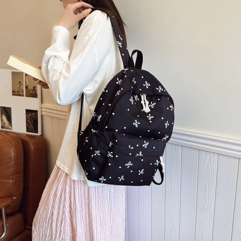 Conjunto de mochila sencilla con bolso y estuche para lápices, bolso escolar que combina con todo, bonito mochila con lazo, mochila escolar para exteriores, 3 uds.