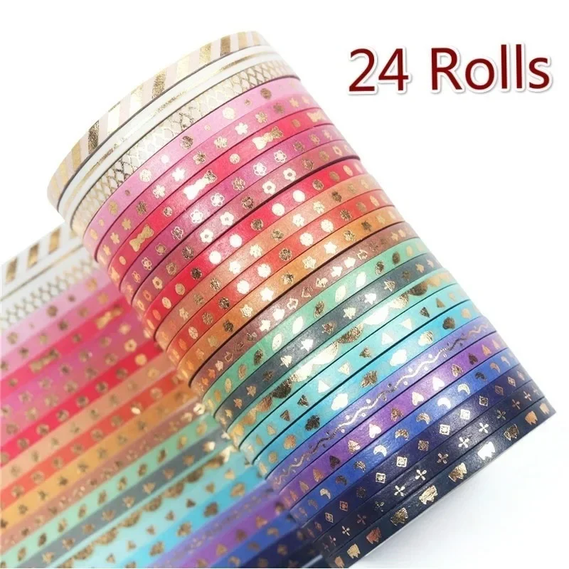 24Rolls Glitter Pattern Washi Tape Adhesive Sticker Hand Diary Stickers Masking Tape Decorative Christmas DIY Crafts Wholesale