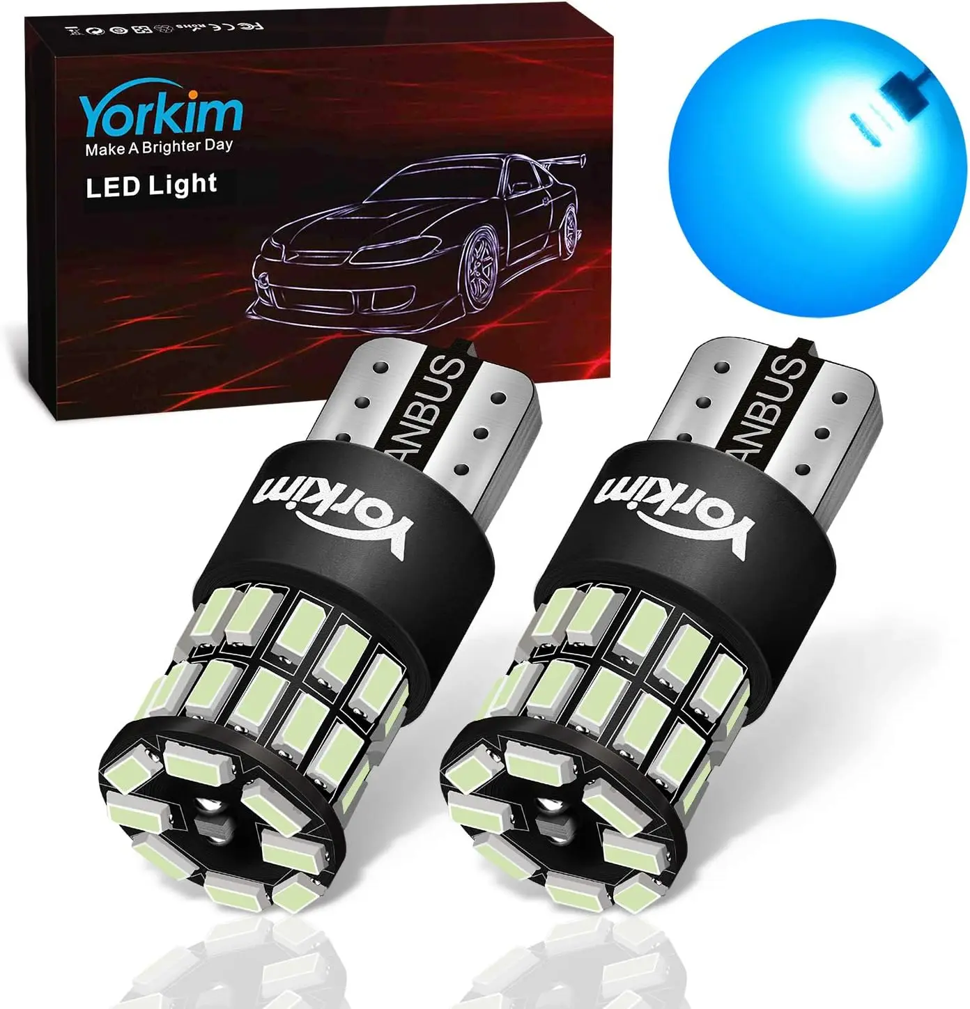 

194 LED Bulb Ice Blue Error Free T10 168 LED Bulbs for Interior Light Door Trunk License Plate Lights 192 2825 W5W led Replaceme