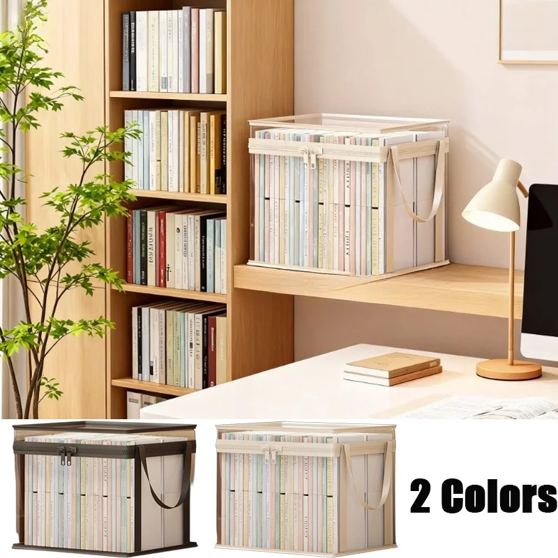 

Premium Foldable Transparent Book Storage Box Classic Aesthetic Durable Organizer for Home Office Suppliesfolding Storage Box
