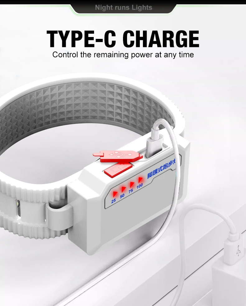 COB Night Running Armband LED Light، الرياضة في الهواء الطلق، وامض USB قابل لإعادة الشحن، آمن للذراع، سوار تحذير الساق