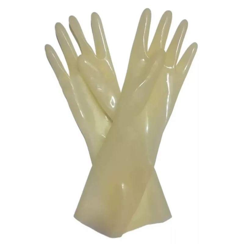

Men Women Chlorinate Latex Gloves Short Mittens Slim Seamless 3D Transparent Rubber Five-Fingered Gloves for Fetish Use