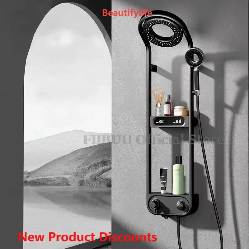 03 Luxury Shower System For Bathroom Pressurized Rain Mixer Combo Wall Mounted Rainfall Shower Panel Head System Digital Display