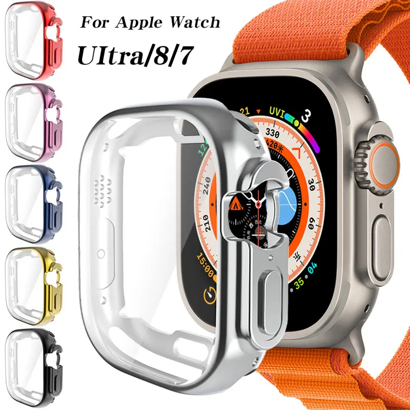 

Чехол для Apple Watch Ultra чехол 49 мм 45 мм 41 мм 42/38 мм 44 мм 40 мм, ТПУ Защитная пленка для экрана iWatch чехол 8 7 6 5 4 3 SE 2 1