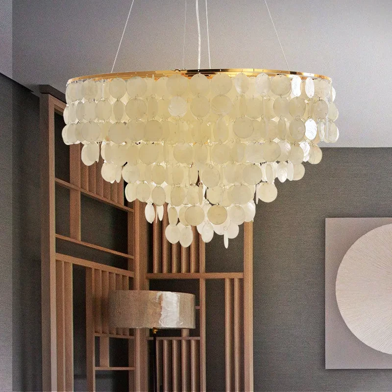 Nordic Chandelier Shell Lamp Living Room Lamp Modern Minimalist Creative Personality Warm Romantic Restaurant Lamp