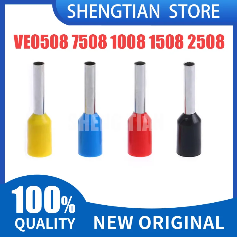100Pcs For Wire Connector 100PCS VE0508 E7508 E1008 E1508 E2508 Insulated Ferrules Terminal Electrical Crimp Terminator