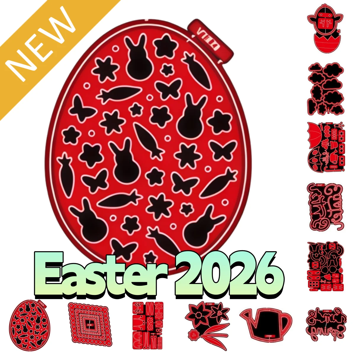 

Egg Bunny Mugs Chick Clouds Watering Can Flowers Metal Cutting Dies Clear Stamps Stencil For DIY Scrapbook Paper Easter 2026 New