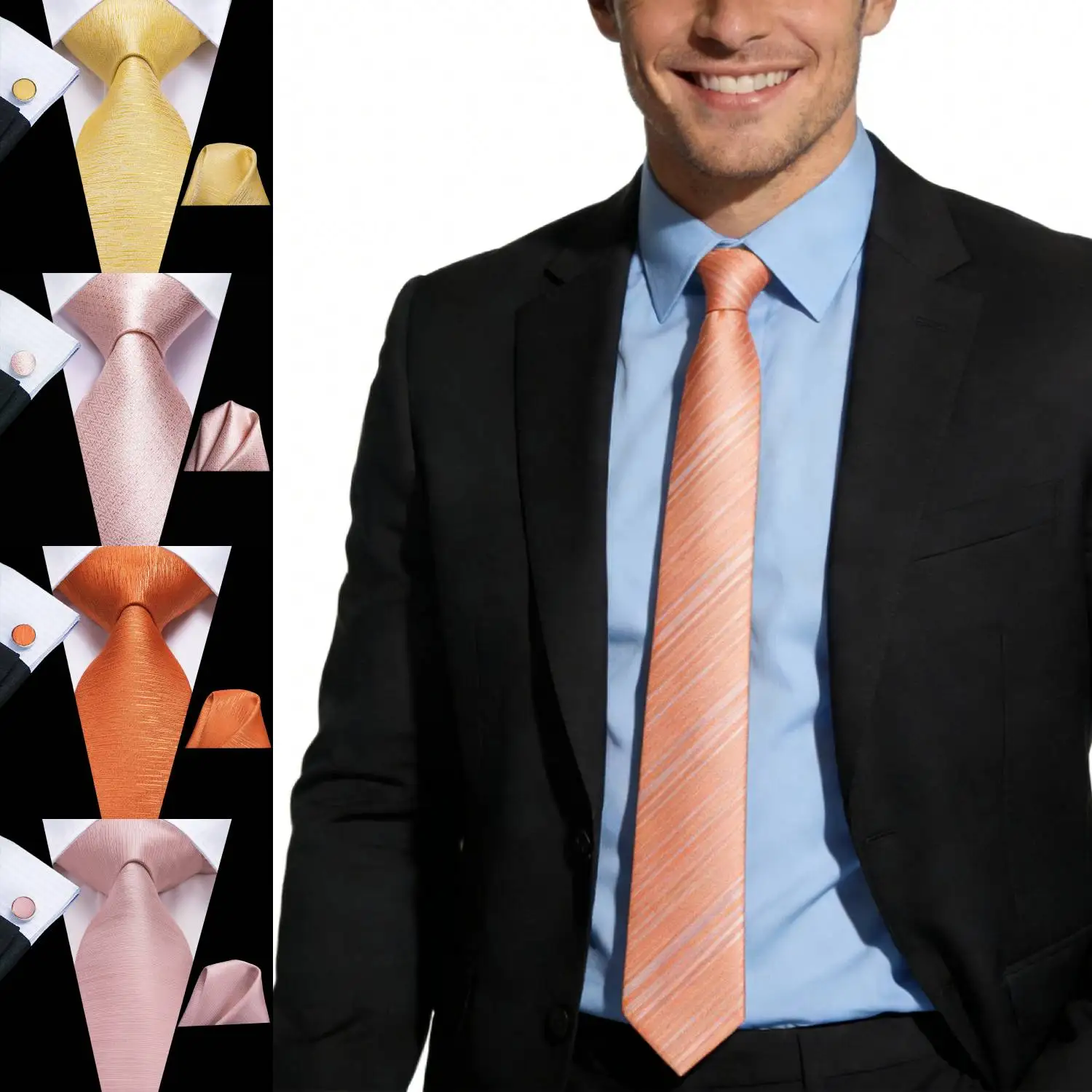 

Мужской галстук премиум-класса с запонками и квадратным карманом, комплект из 3 предметов для офисной свадьбы