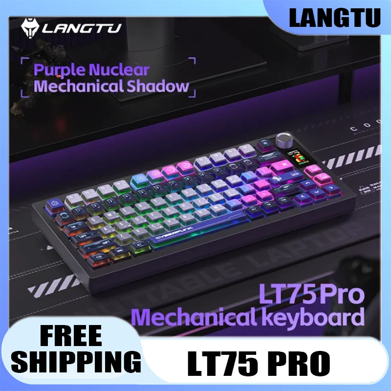 

Langtu Lt75 Pro Wireless Gaming Mechanical Keyboard Bluetooth 2.4G Wired RGB Hotswap Gamer Non-contact Keyboard with TFT Screen