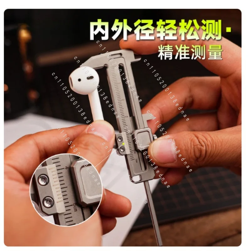 Titanium Alloy Mini Vernier Caliper, New Edc Multi-functional Combination Tool Movable Wrench Bottle Opener Window Breaker