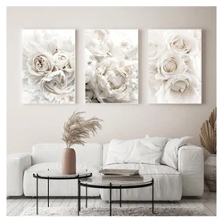 Peony Rose White Flowers Garden Nordic Posters and Prints Wall Pictures for Living Room Decor Wall Art Canvas Painting Bloom