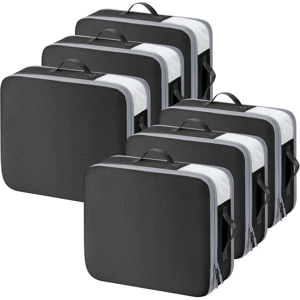 

6 Pack, 19L Compression Storage Bags for Blanket, Sweater, Jacket, Closet, Sheet Storage Organizer with Window Handle, Compressi
