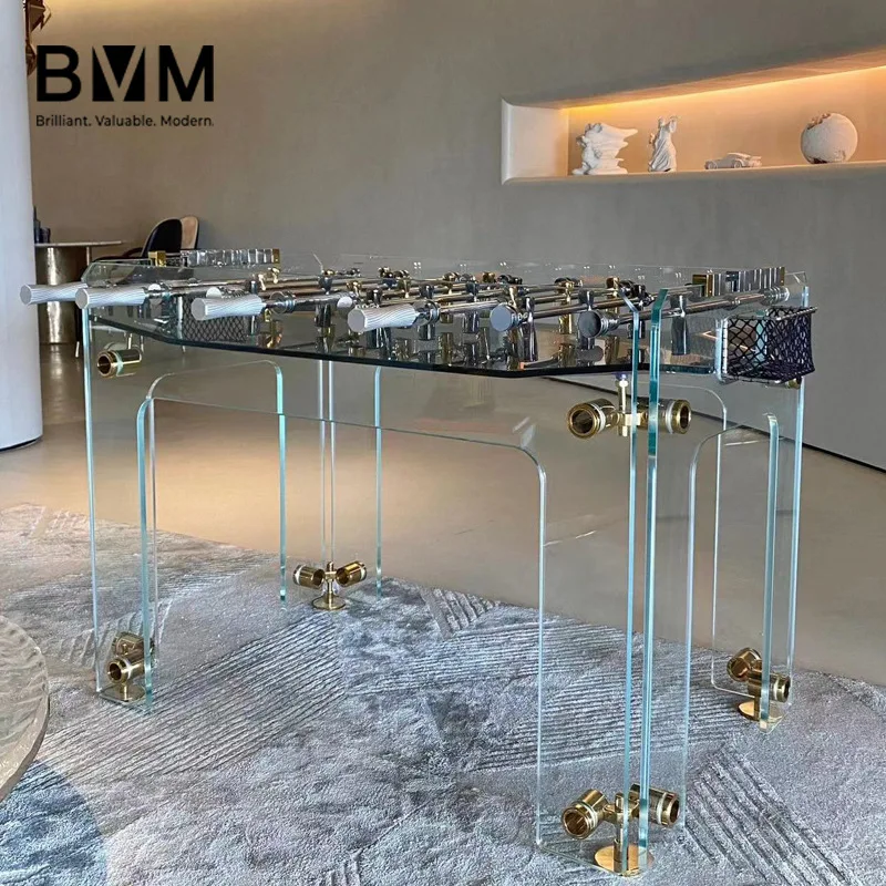 Transparent tempered crystal glass foosball machine acrylic foosball table