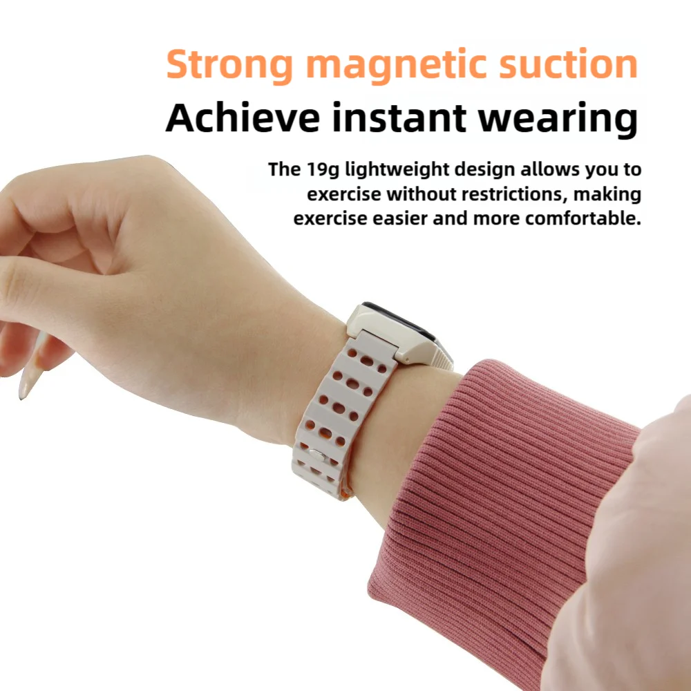 Cinturino sportivo magnetico in silicone per Redmi Band 2 con fori per l'aria traspiranti Cinturino per orologio intelligente morbido e durevole a sgancio rapido Uomo Donna