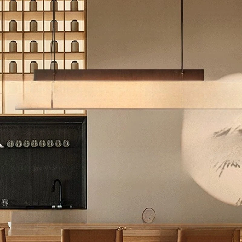 

New Chinese style creative restaurant bar counter long fabric chandelier Japanese style hotel tea room