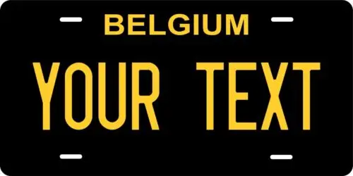Belgium Black Yellow Cursive Custom License plates Auto Bike Motorcycle Aluminum