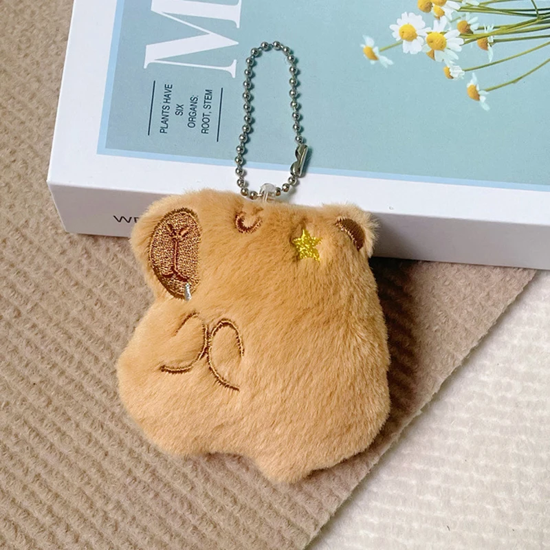 Indah Capybara mainan lembut boneka hewan gantungan kunci boneka tas sekolah liontin ornamen Earphone gantungan kunci untuk hadiah pasangan