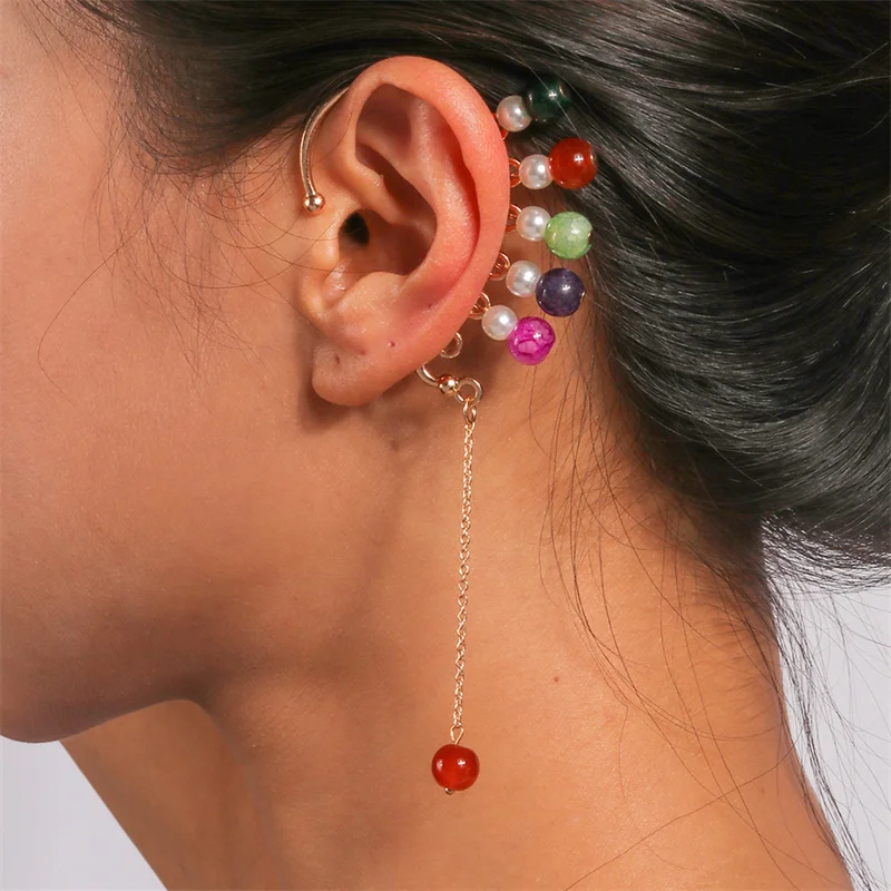 Aihua Perlen Marke Design Hut Mantel Blume Clip Ohrringe Für Frauen Lange Quaste Nicht-Piercing Gefälschte Knorpel Ohrring Schmuck geschenke – Detail 21