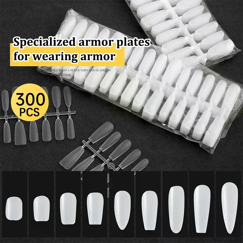 300 Pcs/Bag Fake Nail Tips Matte Coverage Transparent False Nails Tips Gel Nails Extension Diy Practice Nail Tool