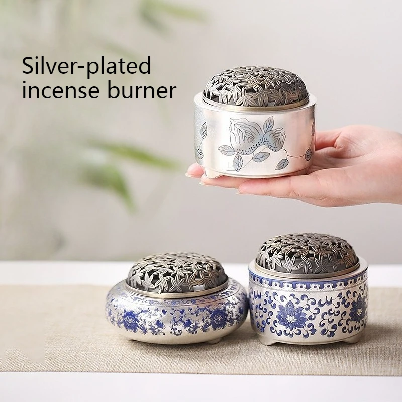 

Посеребренная керамическая курильница/подставка для благовоний, принадлежности для храмовых обрядов и подношений, украшение для чайной комнаты, кабинета, настольный декор для дома