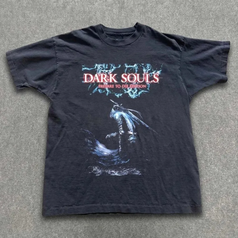 Dark Souls Retro Pattern Electronic Game Theme T-shirt Men's T-shirt Summer New Style Unisex High Street T-shirt