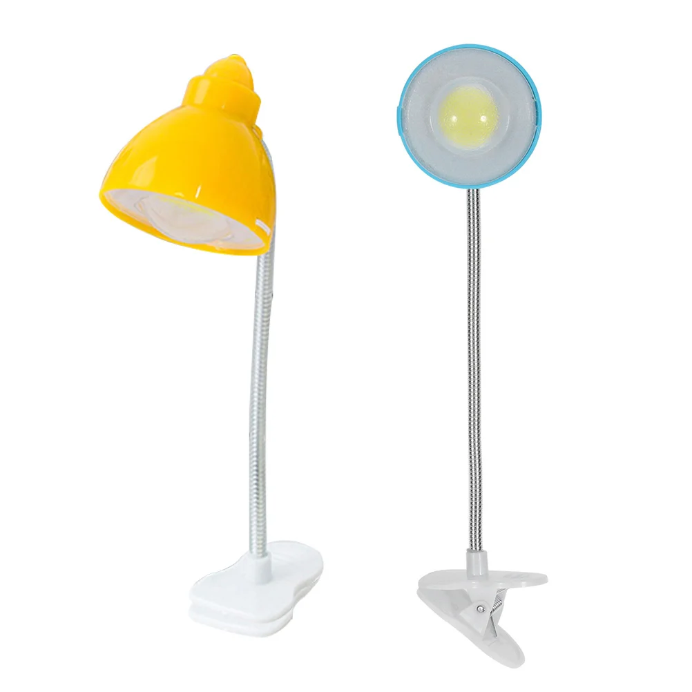 2Pcs Book Light Creative Clip Desk LED Eye Caring Reading Lamp Mini Flexible Neck Foldable Table Light 3W Blue 3W Yellow