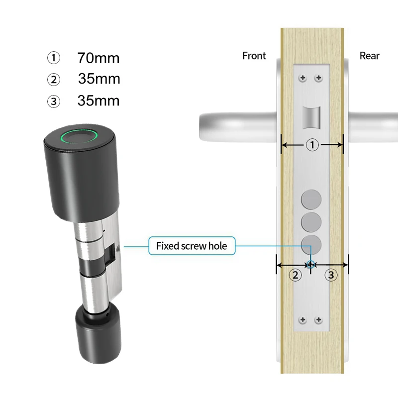 Tuya Bluetooth Smart Cylinder Lock Biometric Fingerprint Lock Digital Anti-theft Keyless Rechargeable Home Electronic Door Lock