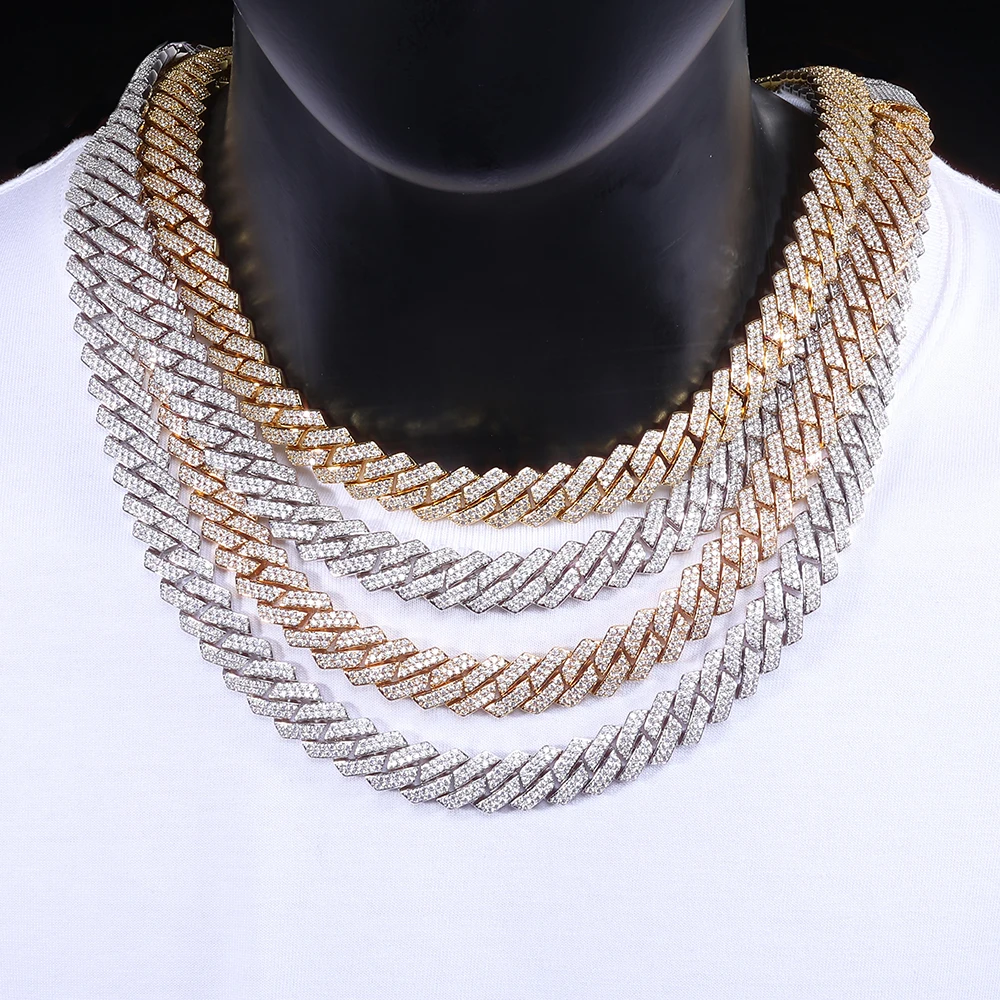 

HHIOK Hip Hop Jewelry 12mm Wide Cuban Chain With Inlaid Diamond Flip Button 5A Zircon Exquisite Gift for Men and Women